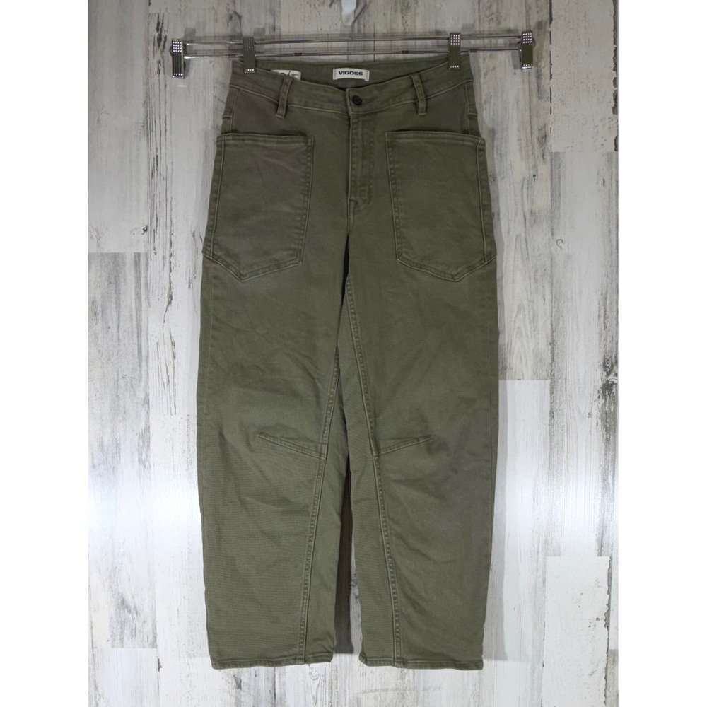 Vigoss Barbie Barrel Denim Pants Size 24 (26x25.5) Olive Green Barbie READ